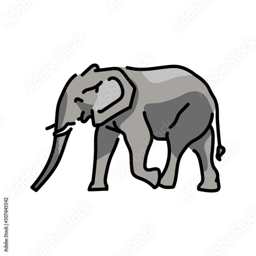 African elephant color line illustration © Backwoodsdesign