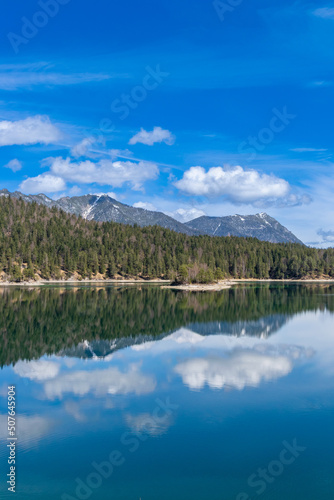 Eibsee with its mountain scenery  Bavaria  Germany 