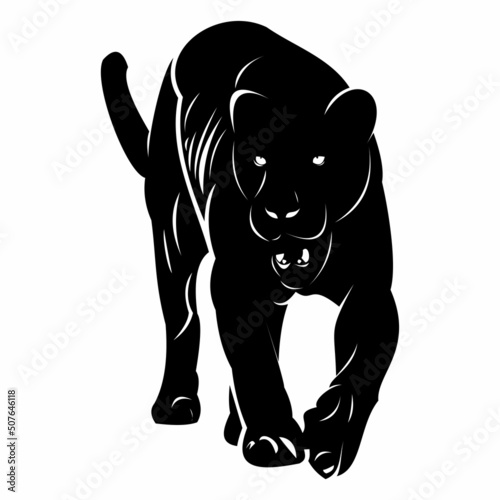 Black panther illustration Jaguar Puma Lion silhouette logo design vector