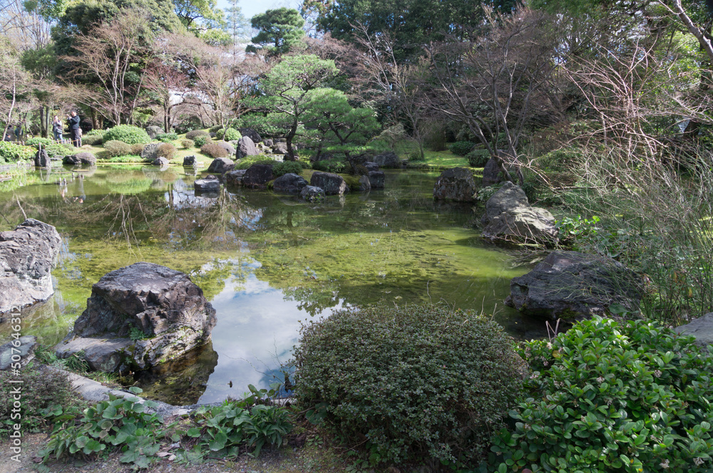 Japanese garden in Jonangu, Fushimi-ku, Kyoto.
