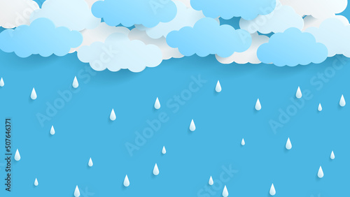 Abstract background cloud and rain paper cut style