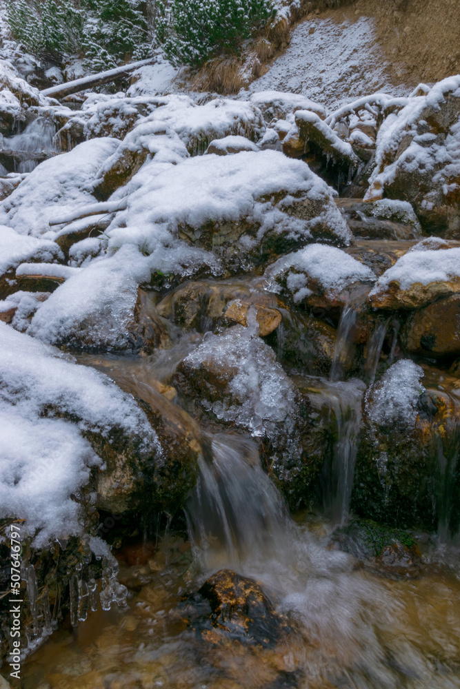 stream in the forest during winter (Tyrol, Austria)