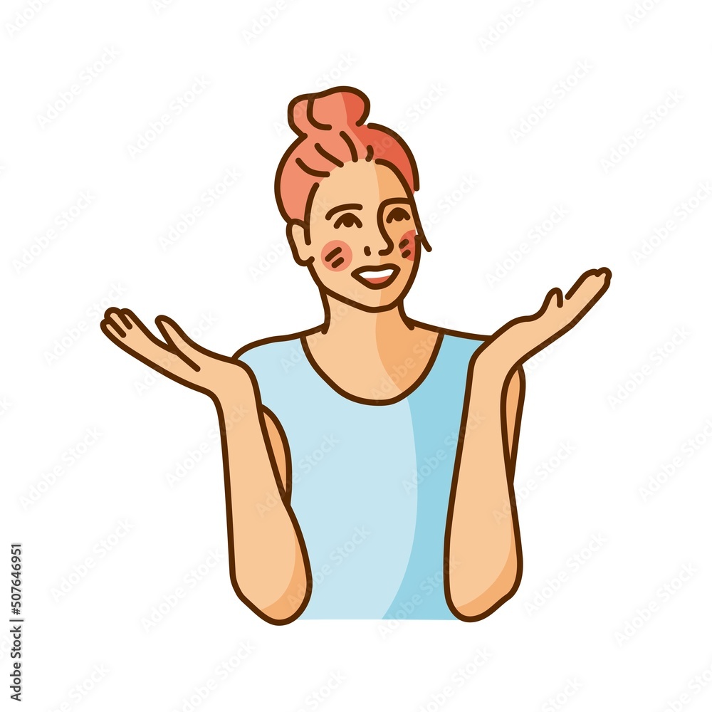 Happy girl in love color line illustration Happy girl in love color line illustration