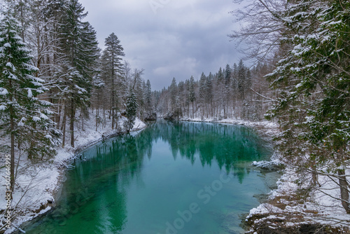 deeply blue lake in the forest (Bavaria, Germany)