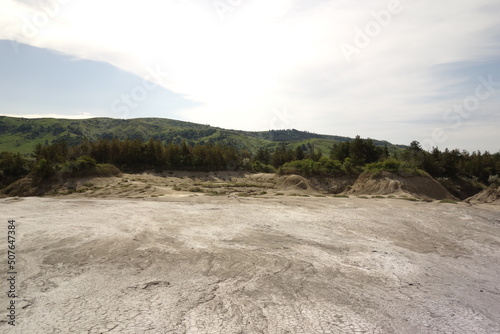 landscape of muddy volcanoes buzau romania an important tourist attraction