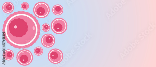 Gradient background with oocytes and copy space. Concept banner or template egg donation, female infertility treatment