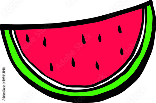 funny watermelon vectorial illustration on white background for summer
