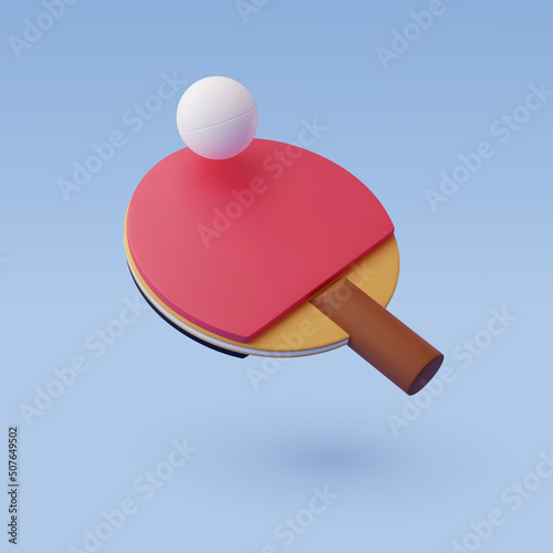 3d Vector Table Tennis Racket with Ball, Ping-pong bat, Sport and Game competition concept