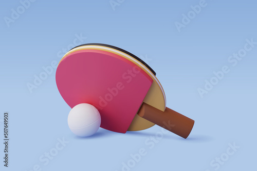 3d Vector Table Tennis Racket with Ball, Ping-pong bat, Sport and Game competition concept