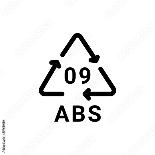 Plastic recycling code ABS 09 other line icon. Consumption code.