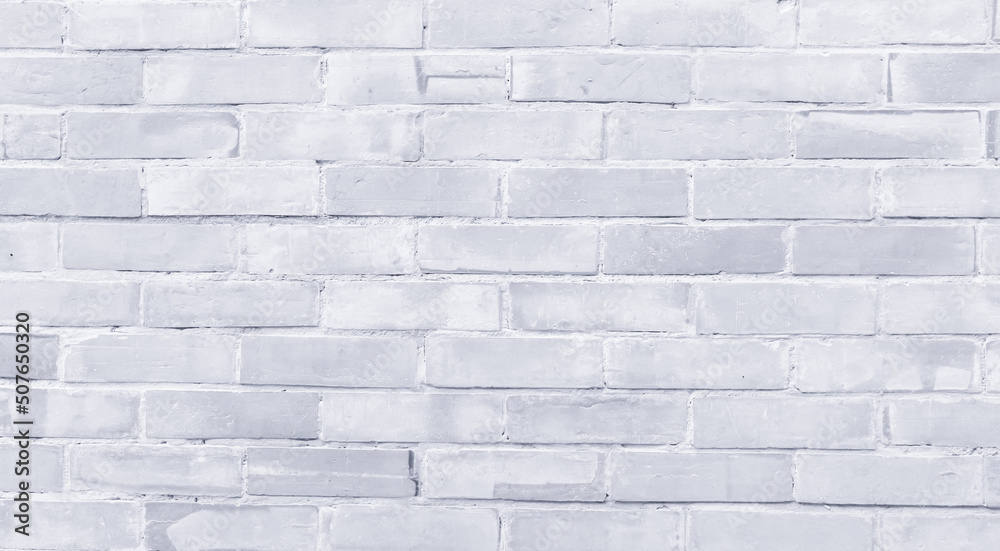 Fototapeta premium Modern white vintage brick wall texture for background retro white Washed, Old Brick Wall Surface Grunge Shabby Background weathered texture stained, old stucco light gray, and paint white brick wall.