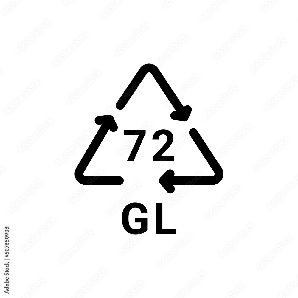 Glass recycling code GL 72 line icon. Consumption code. Glass recycling code GL 72 line icon. Consumption code.