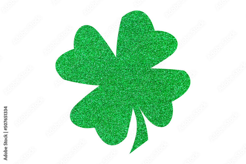 Glitter icon four leaf clover green textured frame isolated on white background Glitter icon four leaf clover green textured frame isolated on white background