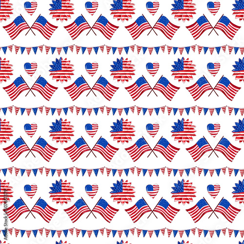 Patriotic seamless pattern  USA independence day