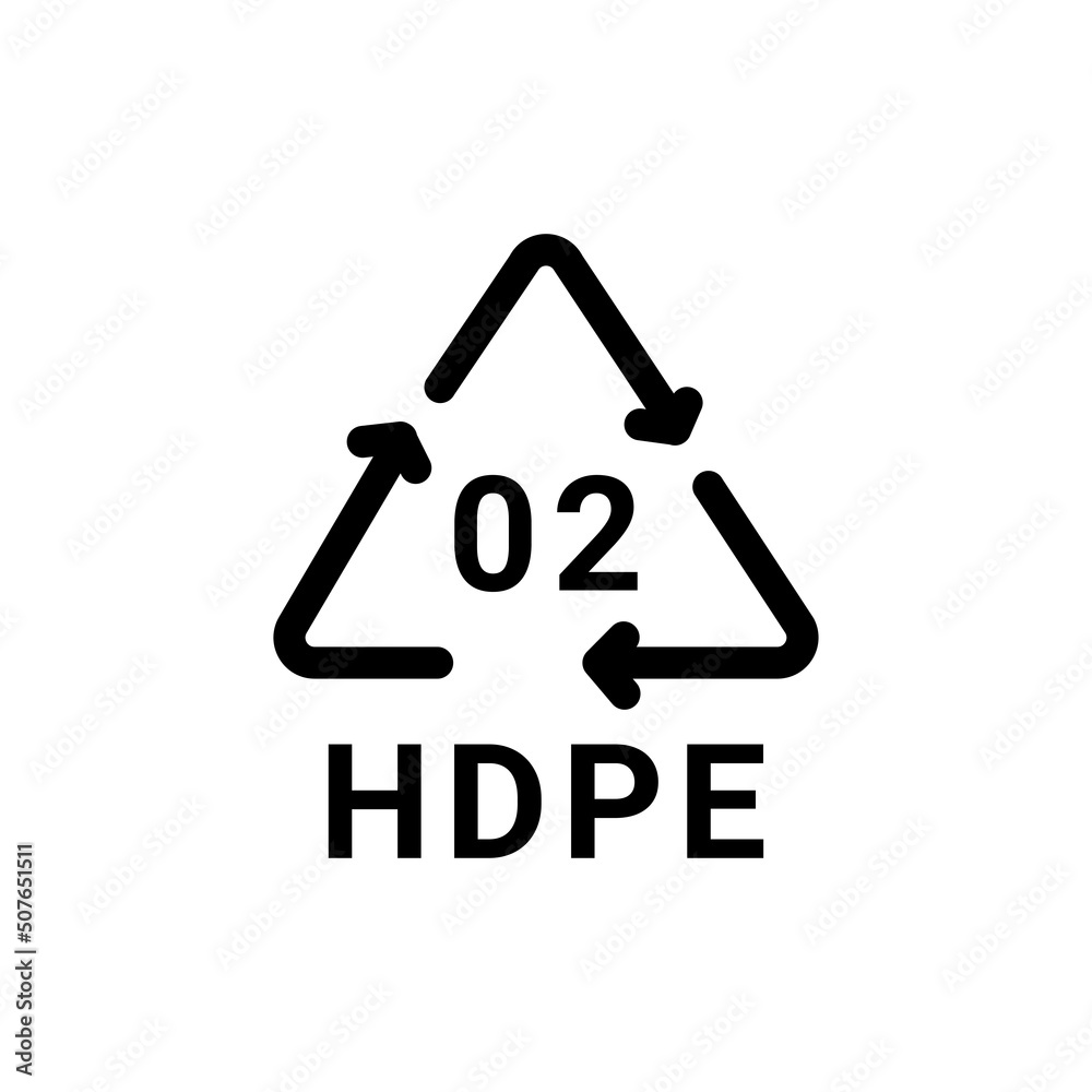 Plastic recycling code HDPE 2 line icon. Consumption code polyethylene. Plastic recycling code HDPE 2 line icon. Consumption code polyethylene.