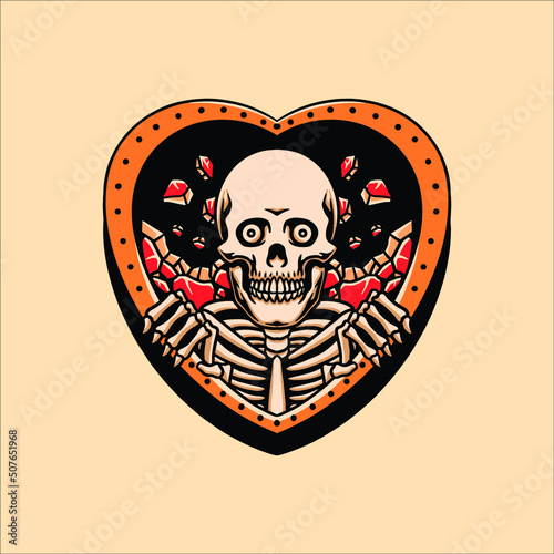 death and love tattoo vector design