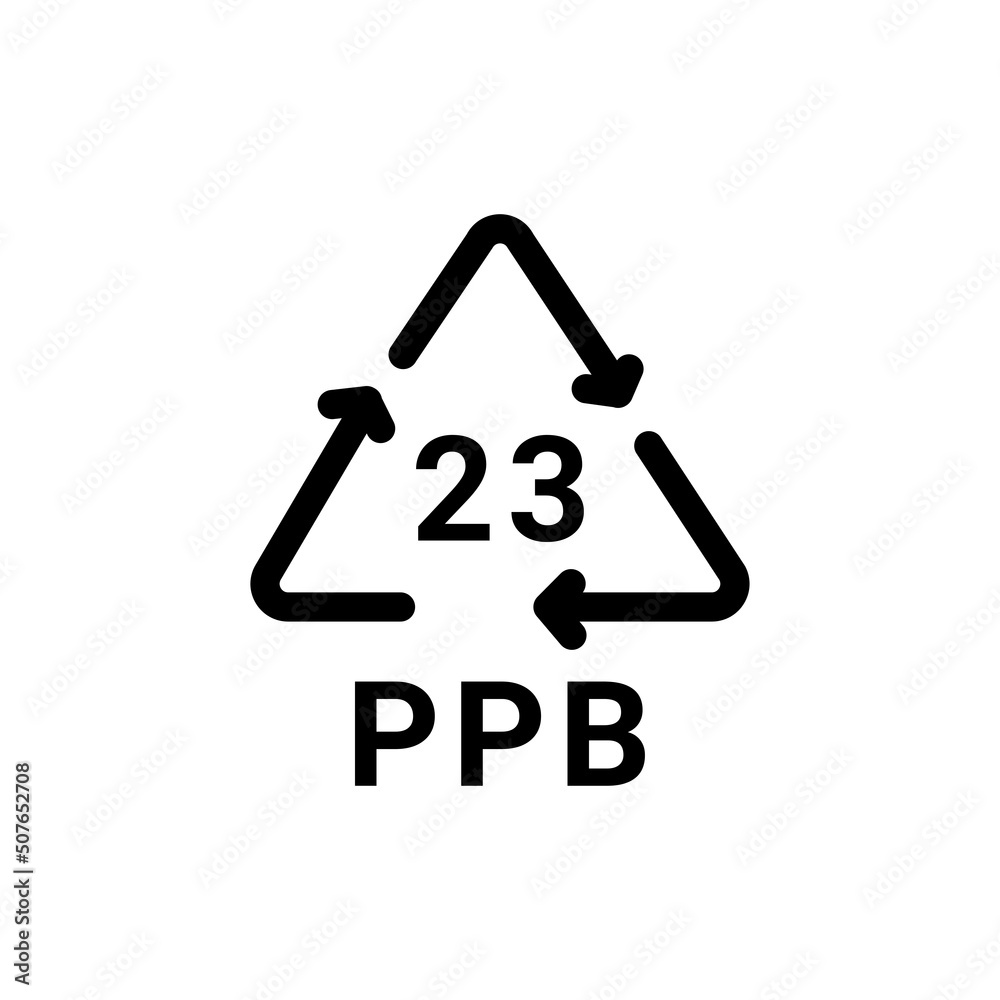 Paper recycling code PPB 23 line icon. Consumption code. Paper recycling code PPB 23 line icon. Consumption code.