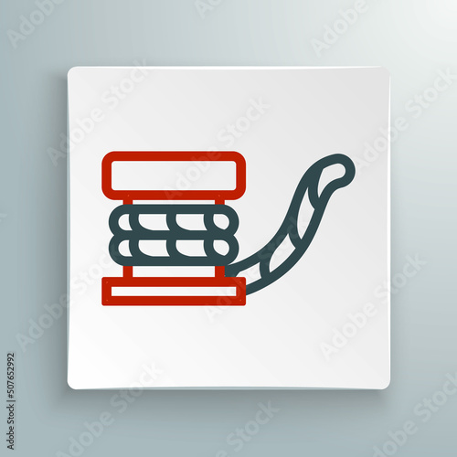 Line Marine bollard with rope tied on pier icon isolated on white background. Colorful outline concept. Vector