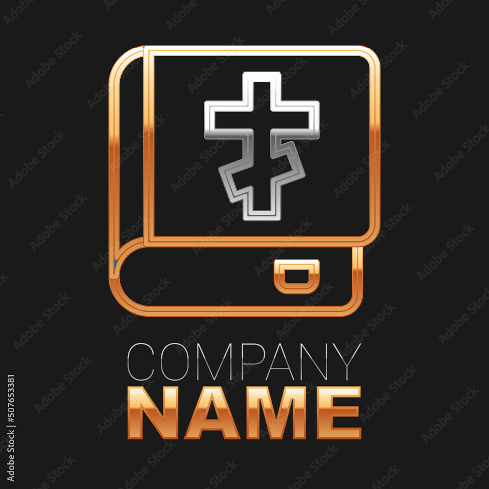 Line Holy bible book icon isolated on black background. Colorful outline concept. Vector Line Holy bible book icon isolated on black background. Colorful outline concept. Vector