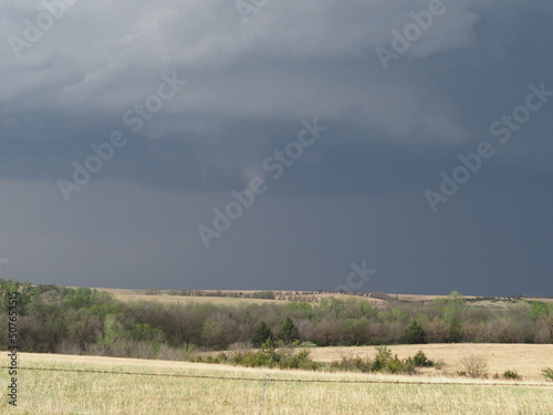 Funnel cloud in central Kansas on April 29, 2022. A funnel cloud is a tornado aloft. 