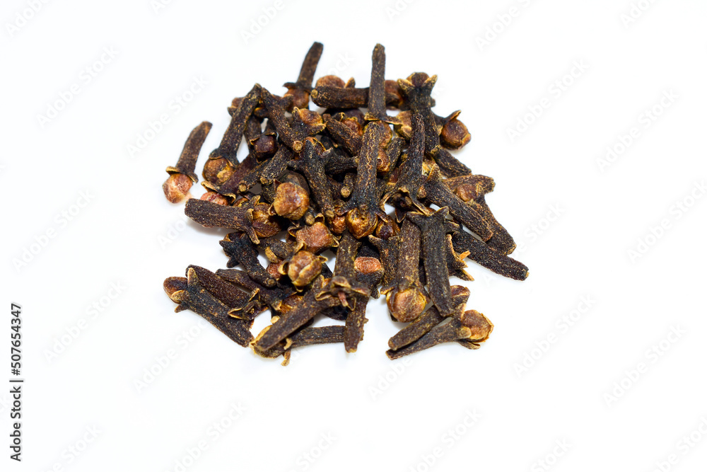 Clove spice, Dried clove isolated on white background, close-up. Clove spice, Dried clove isolated on white background, close-up.
