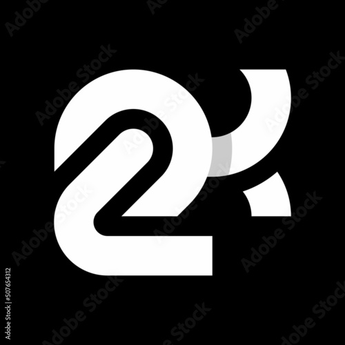 2K or K2 Letter Logo with Initials Vector Template Design