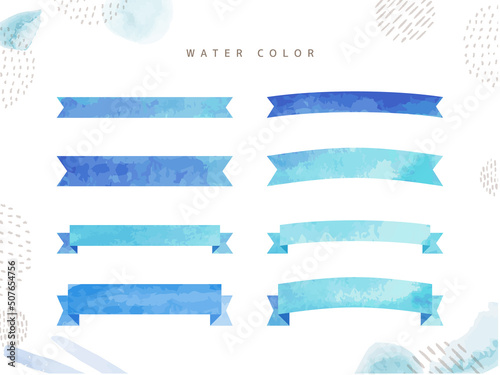 blue 水彩 リボン 見出し タイトル water color　夏　父の日
