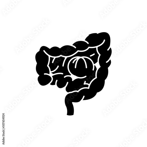 Intestinal obstruction color line icon. Human diseases.