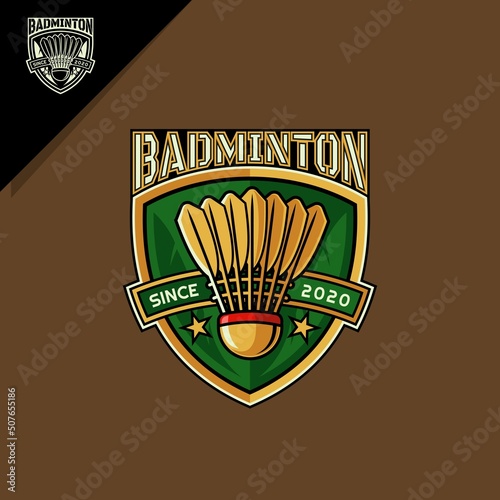 shuttlecock logo and shield for badminton