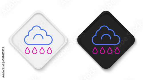 Line Cloud with rain icon isolated on white background. Rain cloud precipitation with rain drops. Colorful outline concept. Vector