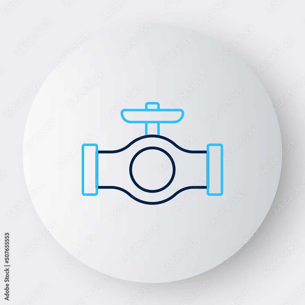 Line Oil pipe with valve icon isolated on white background. Colorful outline concept. Vector Line Oil pipe with valve icon isolated on white background. Colorful outline concept. Vector
