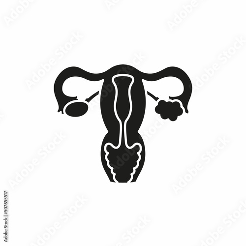 Polycystic ovary syndrome line color icon. Female reproductive system disease