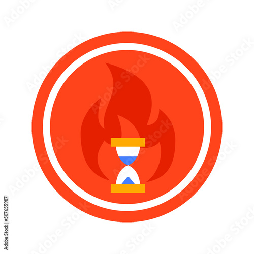 Hot Time Circle Icon. Vector Illustration of Business Sign.
