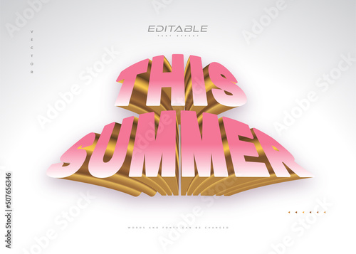 Luxury Pink and Gold Text Style with 3D Embossed Effect. Editable Text Style Effect