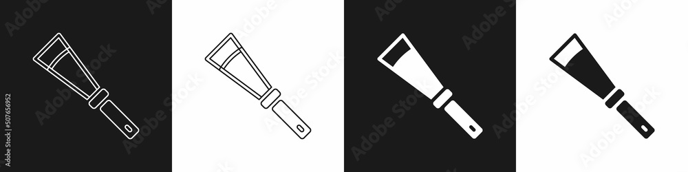 Set Beekeeping uncapping knife icon isolated on black and white background. Tool of the beekeeper. Vector Set Beekeeping uncapping knife icon isolated on black and white background. Tool of the beekeeper. Vector