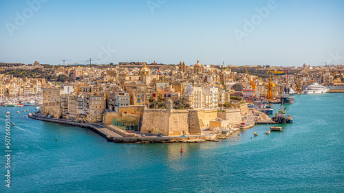Panoramic View from the City Walls of Valletta, Malta
