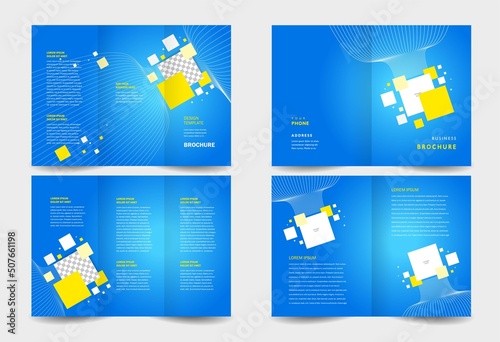 Set Brochure design template  tri-fold and booklet 3d lines and squares