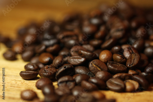 Coffe beans in it s purest way close up macro