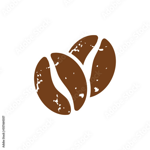 Coffee beans icon vector with grunge effect