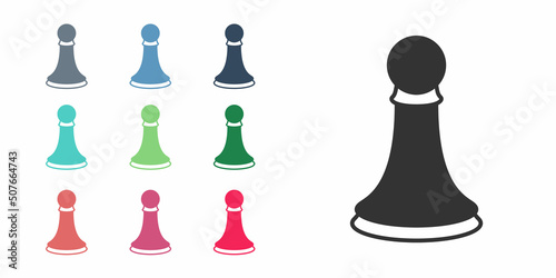 Black Chess pawn icon isolated on white background. Set icons colorful. Vector