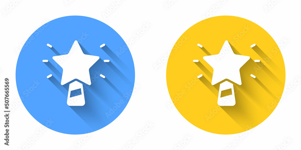 White Christmas star icon isolated with long shadow background. Merry Christmas and Happy New Year. Circle button. Vector White Christmas star icon isolated with long shadow background. Merry Christmas and Happy New Year. Circle button. Vector