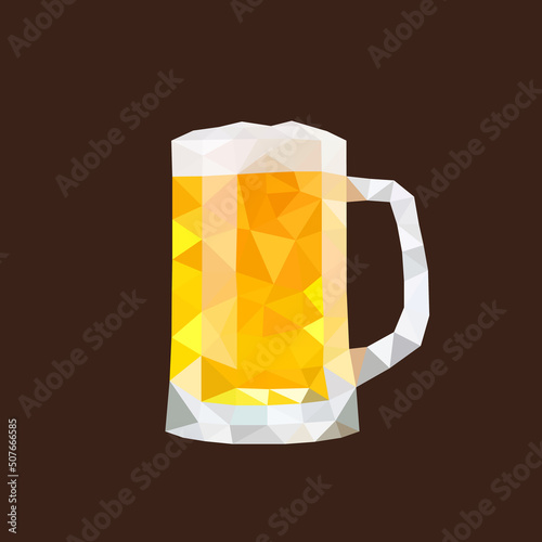 Low Poly Glass of Beer. Polygonal vector