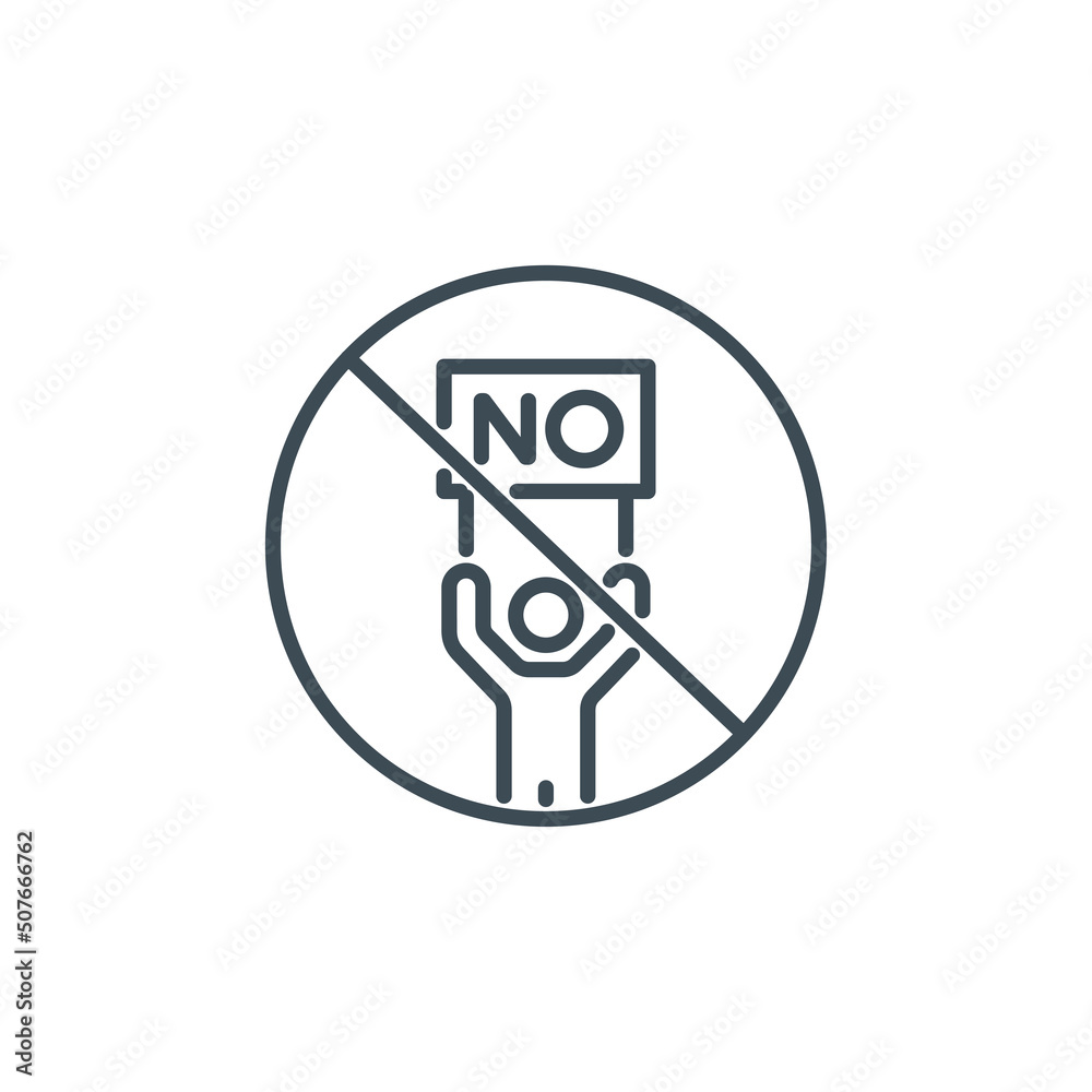 alone protester men with megaphone and poster no war single line icon isolated on white. Perfect outline symbol public demonstration strike. protester activist design element with editable Stroke line alone protester men with megaphone and poster no war single line icon isolated on white. Perfect outline symbol public demonstration strike. protester activist design element with editable Stroke line