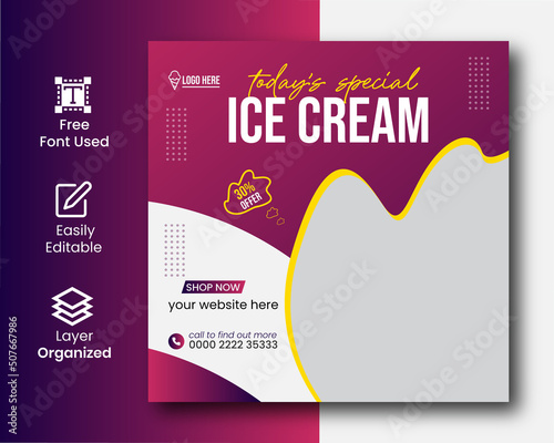 Today's Special delicious ice cream social media all promotional banner new post design template  