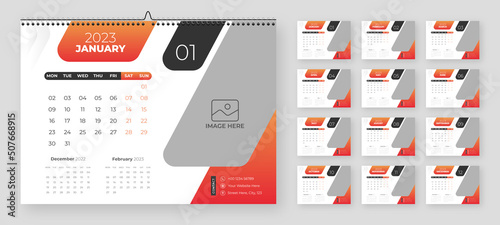 Modern new year 2023 desk calendar template