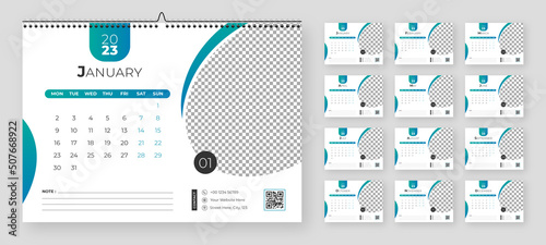 Modern new year 2023 desk calendar template