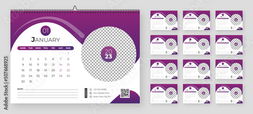 Modern new year 2023 desk calendar template