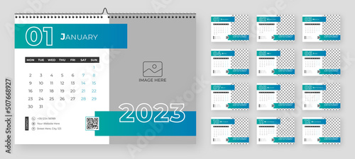 Modern new year 2023 desk calendar template