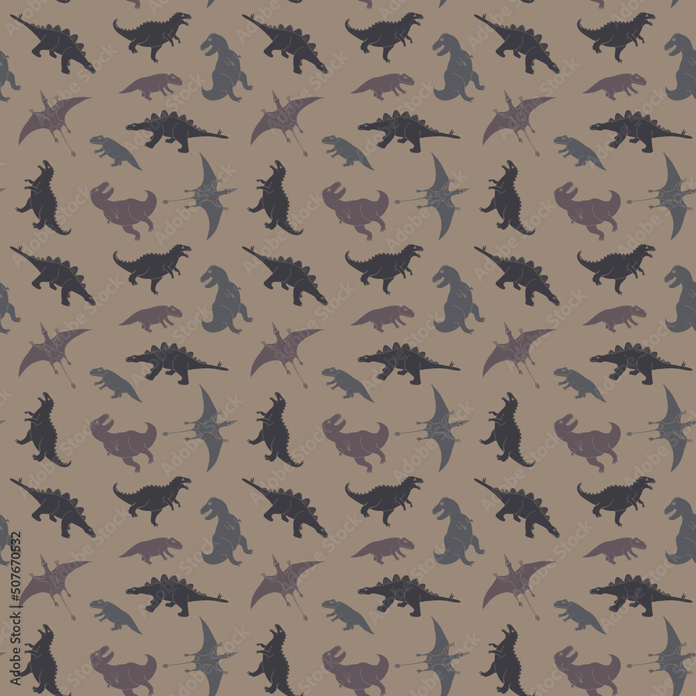 Dino Seamless Pattern, Cute Cartoon Dinosaurs Doodles Vector Illustration Dino Seamless Pattern, Cute Cartoon Dinosaurs Doodles Vector Illustration