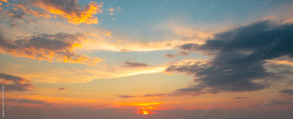 Colorful of the clouds and the sky at sunset. Landscape in twilight